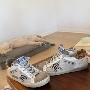 Golden Goose Women's ' Superstar Sneakers inWhite, Taupe, Zebra and Leopard